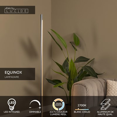 Lucide EQUINOX - Lampadaire - LED Dim. - CCT - 1x26W 2700K/4000K - Détecteur à balayage manuel - Fer gris | Vibes